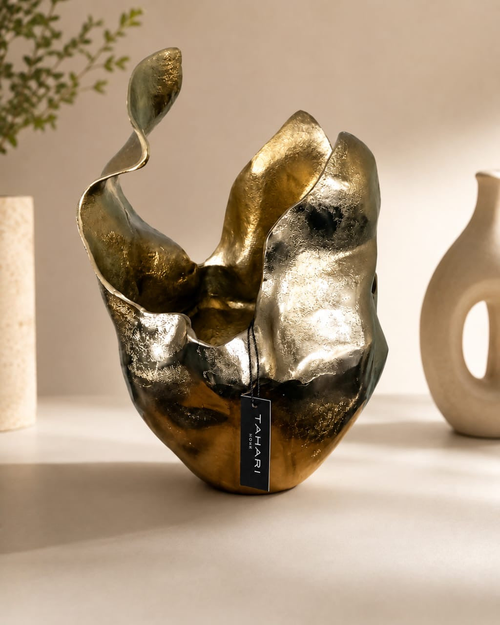 Tahari Sculptural Metallic Vase