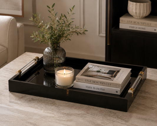 Lacquered Tray with Acrylic Handles