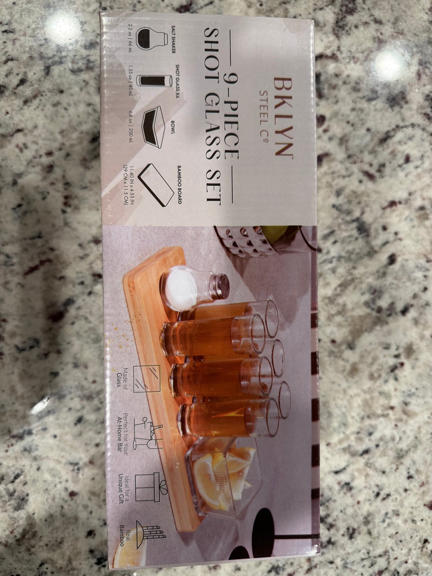 Set of 6 shot glass serving paddle