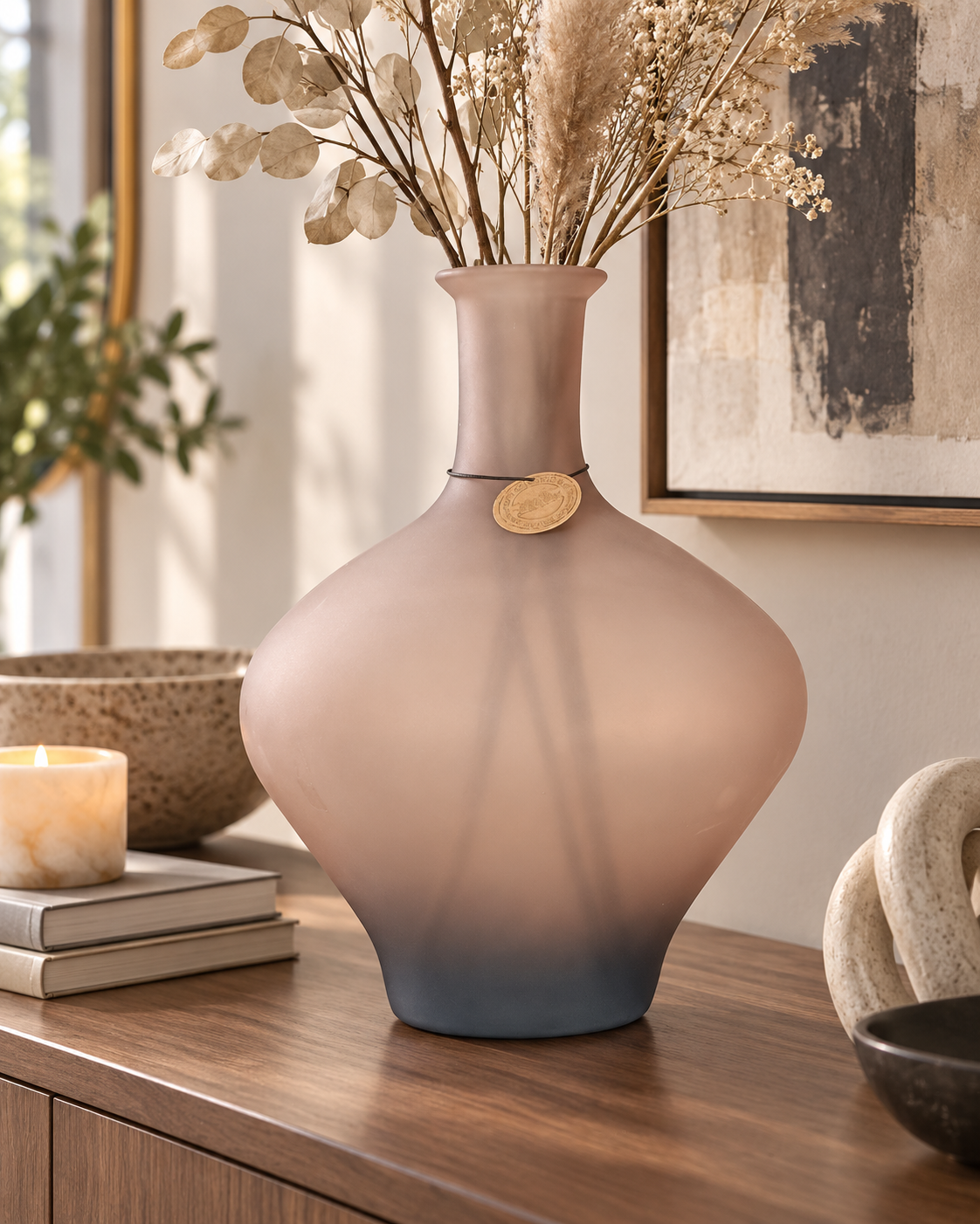 Frosted Ombré Glass Decorative Vase