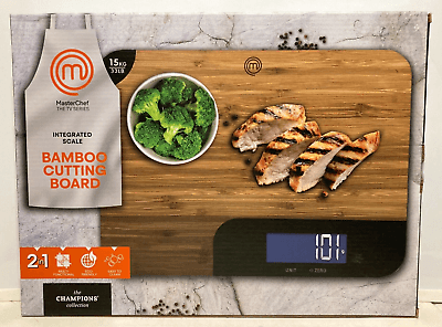 Bamboo Cutting Board with Integrated Scale 2in1 EcoFriendly MasterChef TV Series Vend N Things (3004)