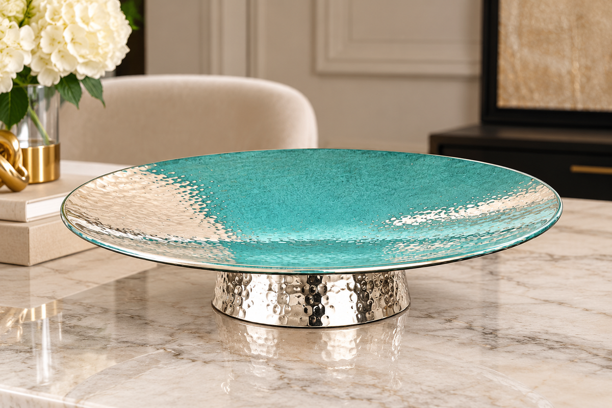 Silver Hammered Cake Stand