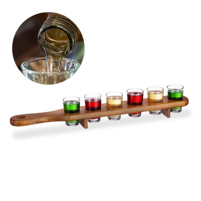 Set of 6 shot glass serving paddle