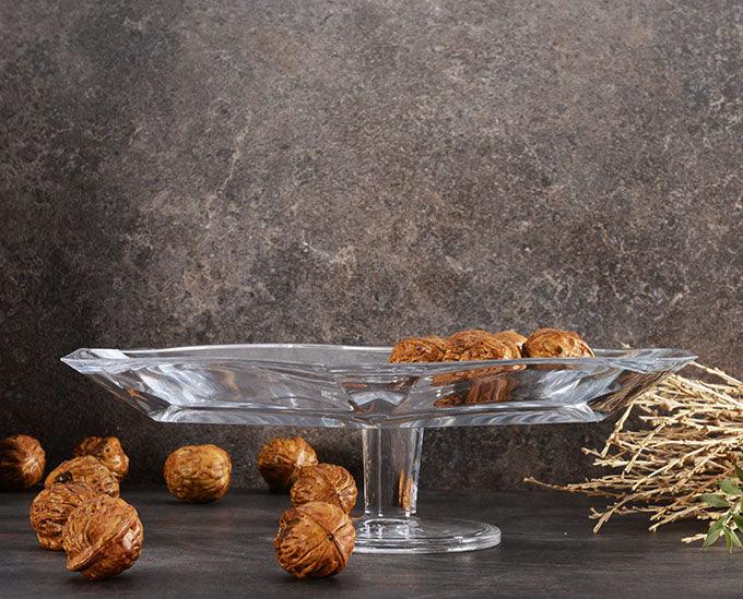 Reflection Crystal Serving Plate with stem