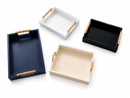 Lacquered Tray with Bamboo Handles