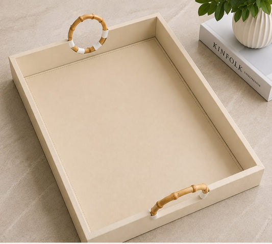 Lacquered Tray with Bamboo Handles