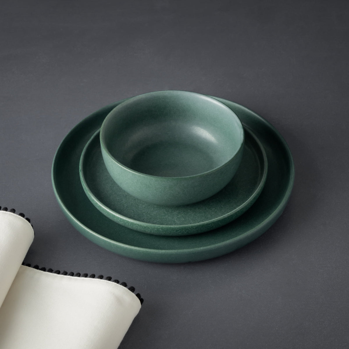 Thyme & Table 12-Piece Stoneware Dinnerware Set Green