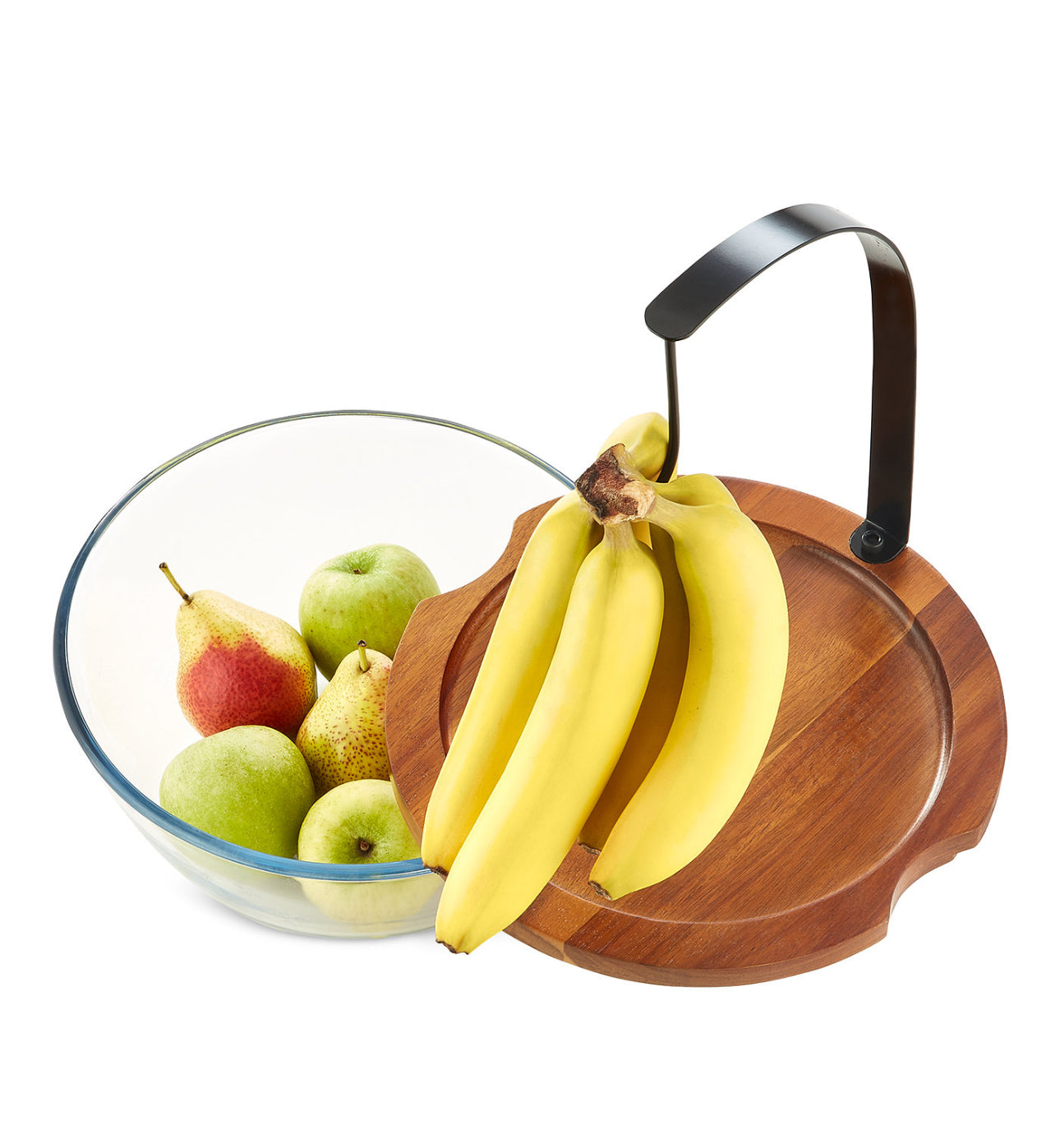 The Cellar Wood & Glass Fruit Bowl with Banana Hook
