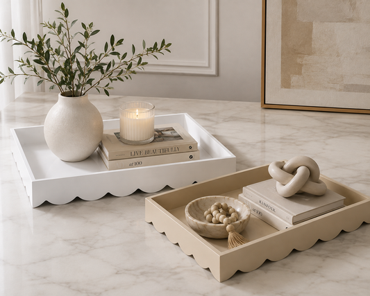 Square Wavy Edge Wooden Tray (Large)