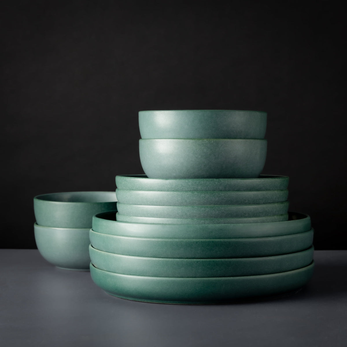 Thyme & Table 12-Piece Stoneware Dinnerware Set Green