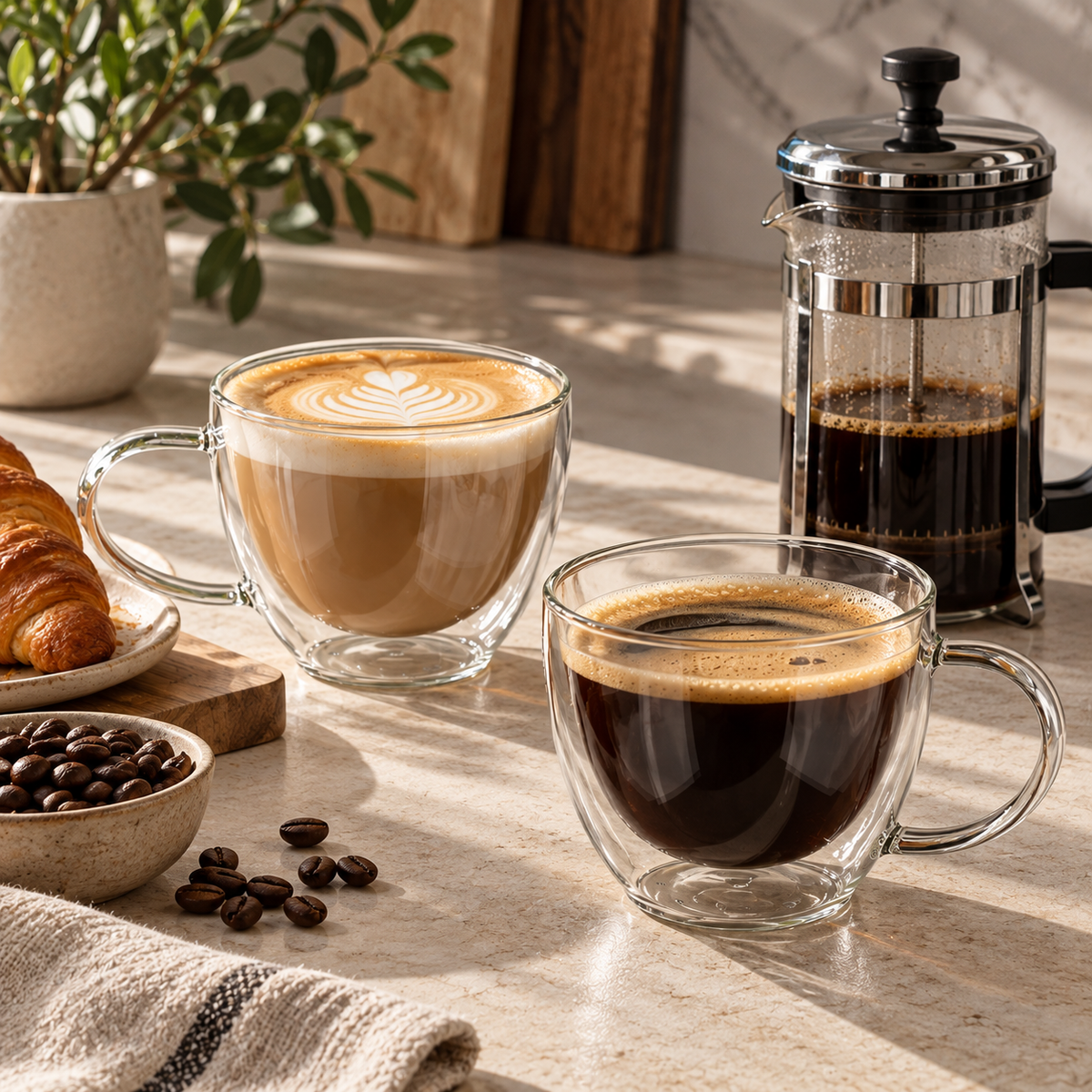 Bombay Walled Glass Coffee Mug Set of 2