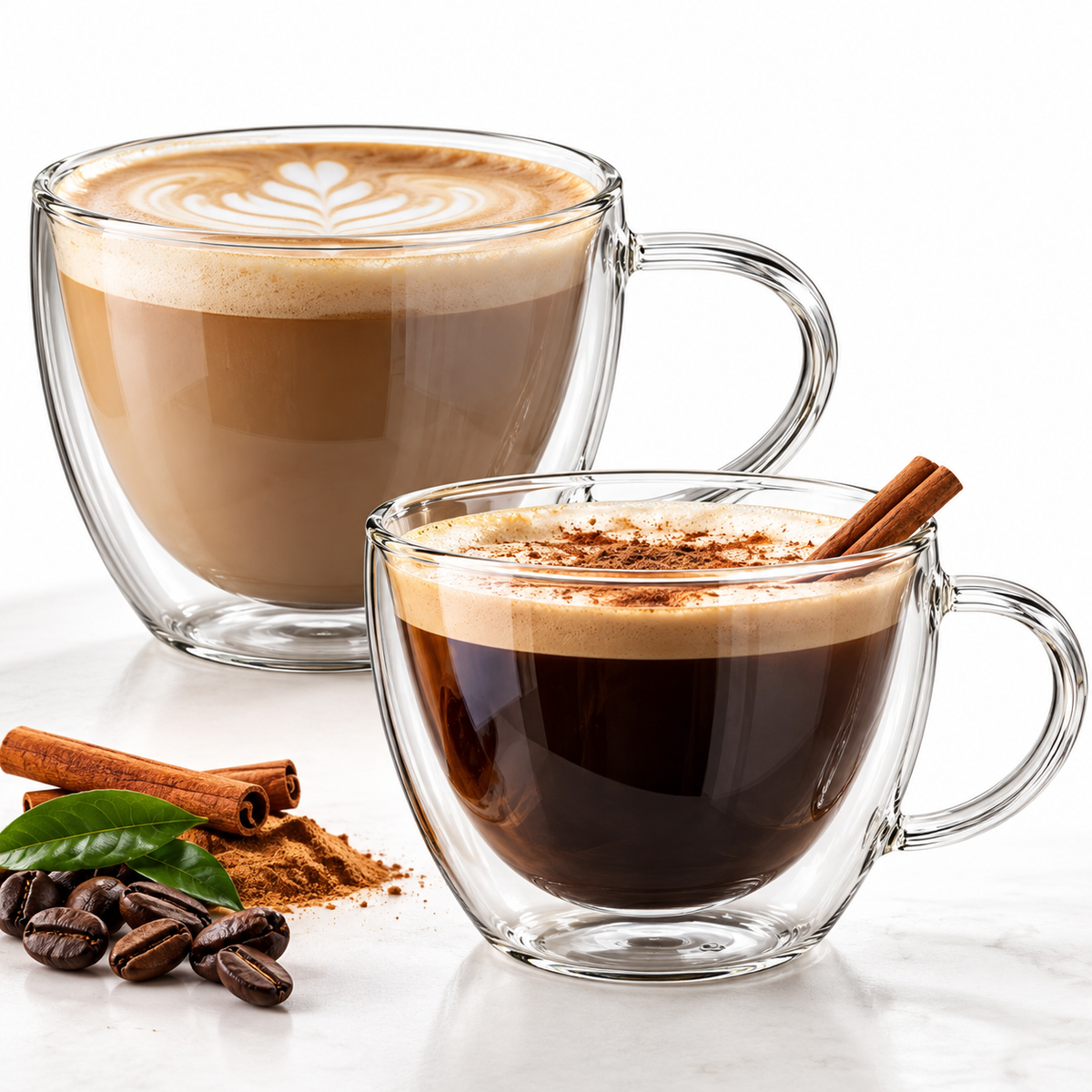 Bombay Walled Glass Coffee Mug Set of 2