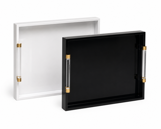 Lacquered Tray with Acrylic Handles