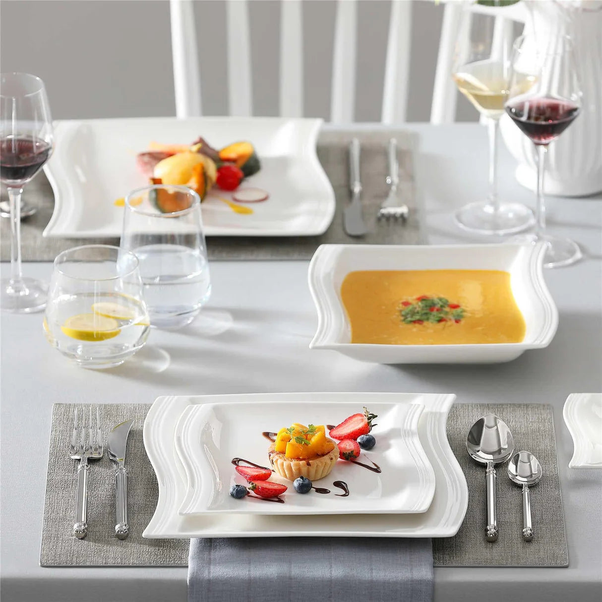 Malacasa Flora Porcelain Dinnerware Set (Service for 6)