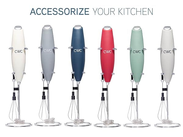 CWC Ultra-High-Speed Egg Beater with Double Whisk and Detachable Milk frother - Includes Convenient Stand, Black