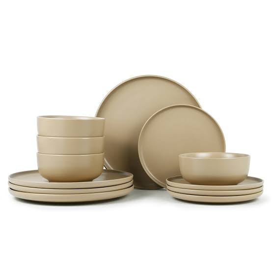 Mainstays Alessandra Brown 12-Piece Stoneware Dinnerware Set