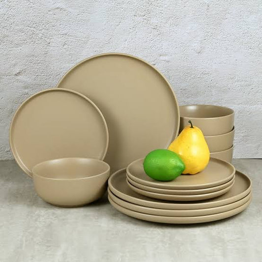 Mainstays Alessandra Brown 12-Piece Stoneware Dinnerware Set