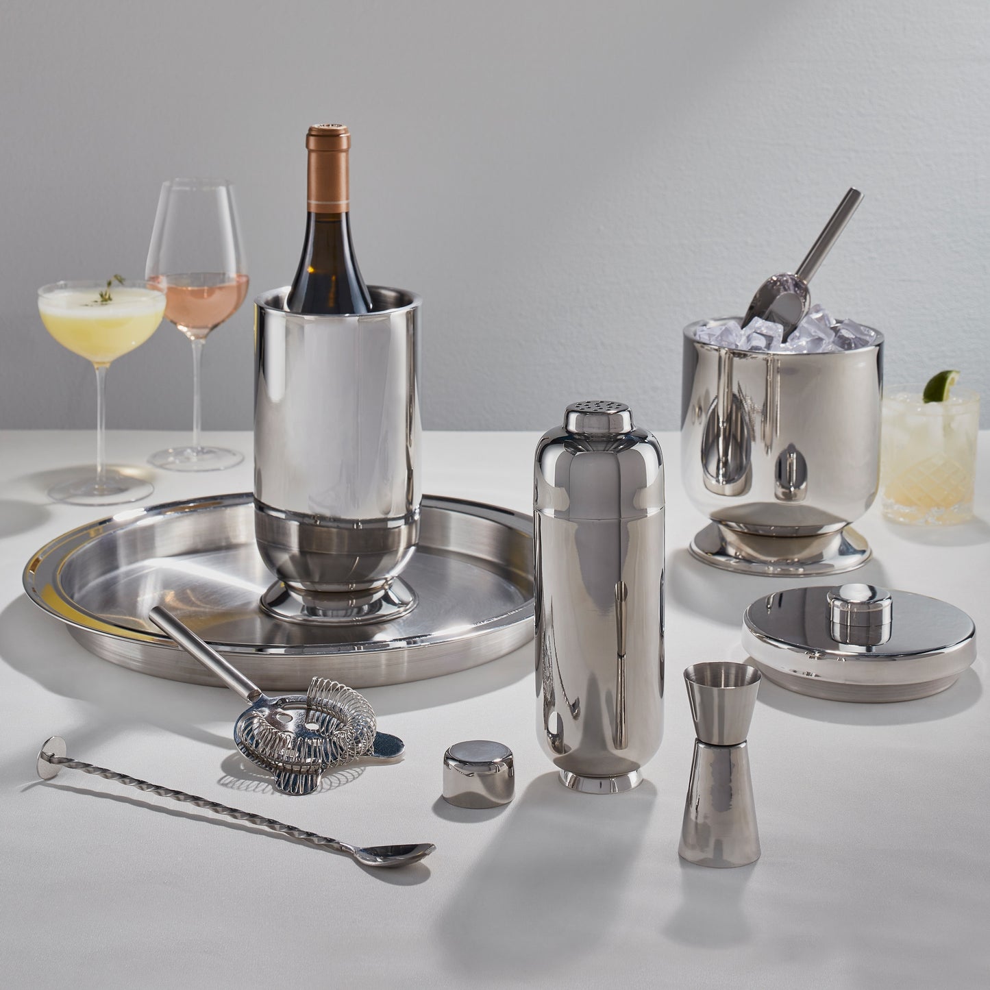 Wine Enthusiast 8 Pcs Double Wall Pedestal Bar