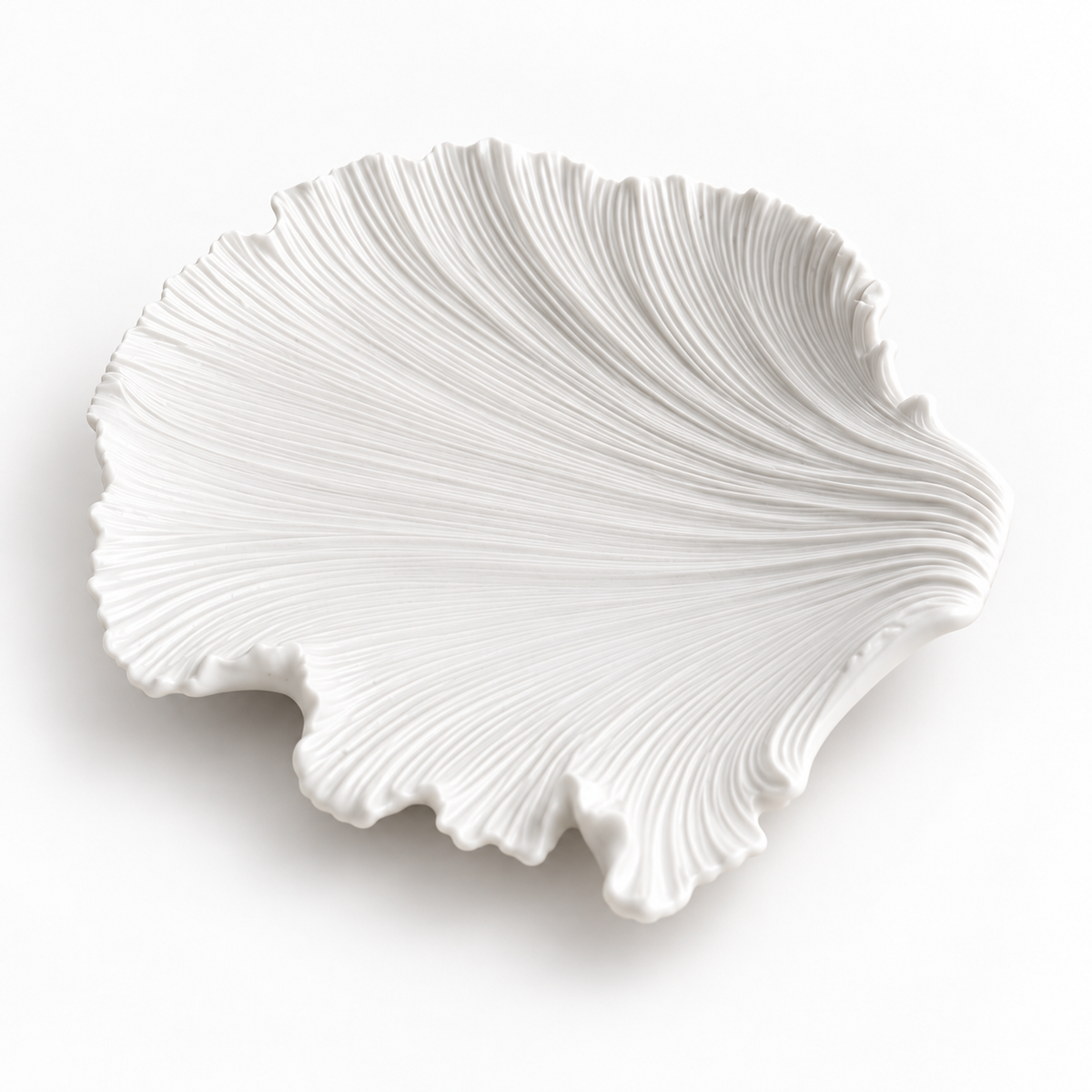 Sculptural White Leaf Decorative Dish