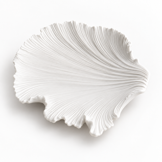 Sculptural White Leaf Decorative Dish