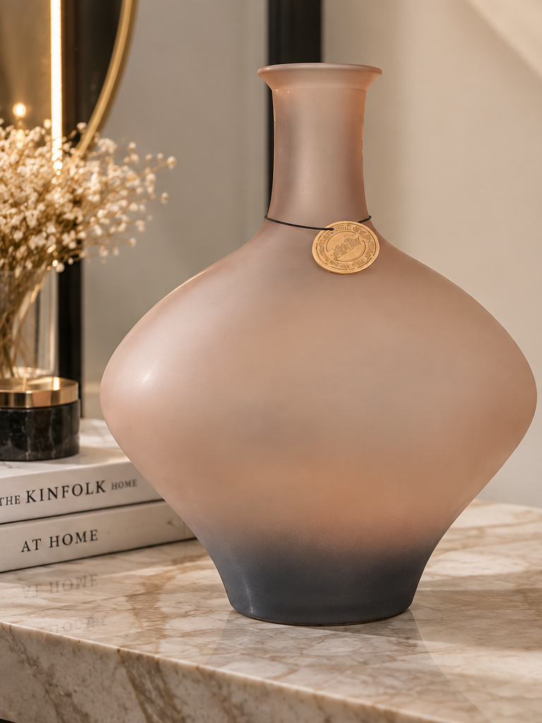 Frosted Ombré Glass Decorative Vase