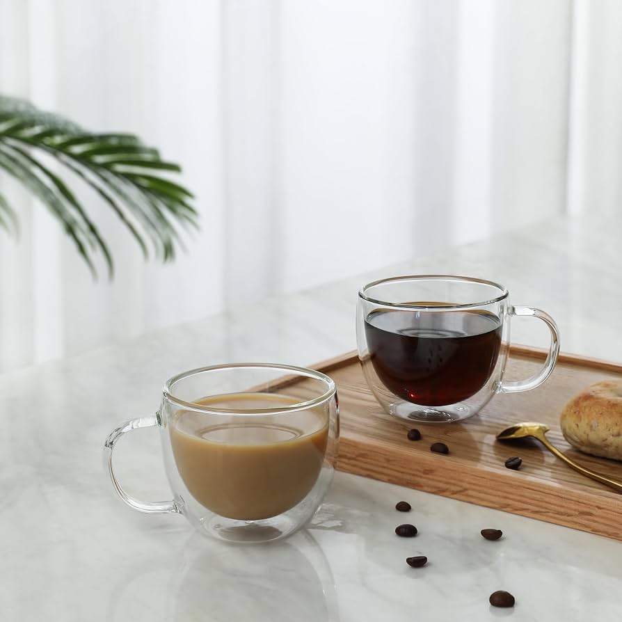 Bombay Walled Glass Coffee Mug Set of 2
