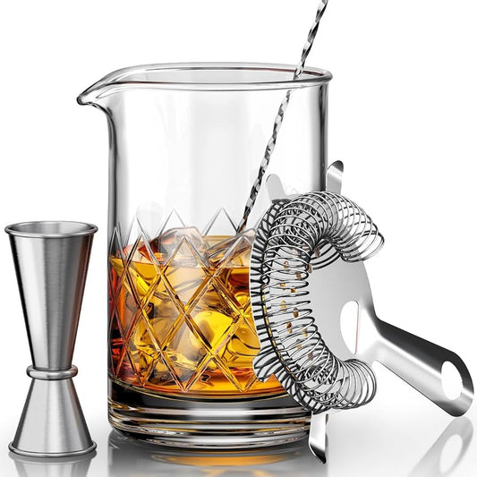 Silver One 4-Piece Glass Cocktail Mixer Set
