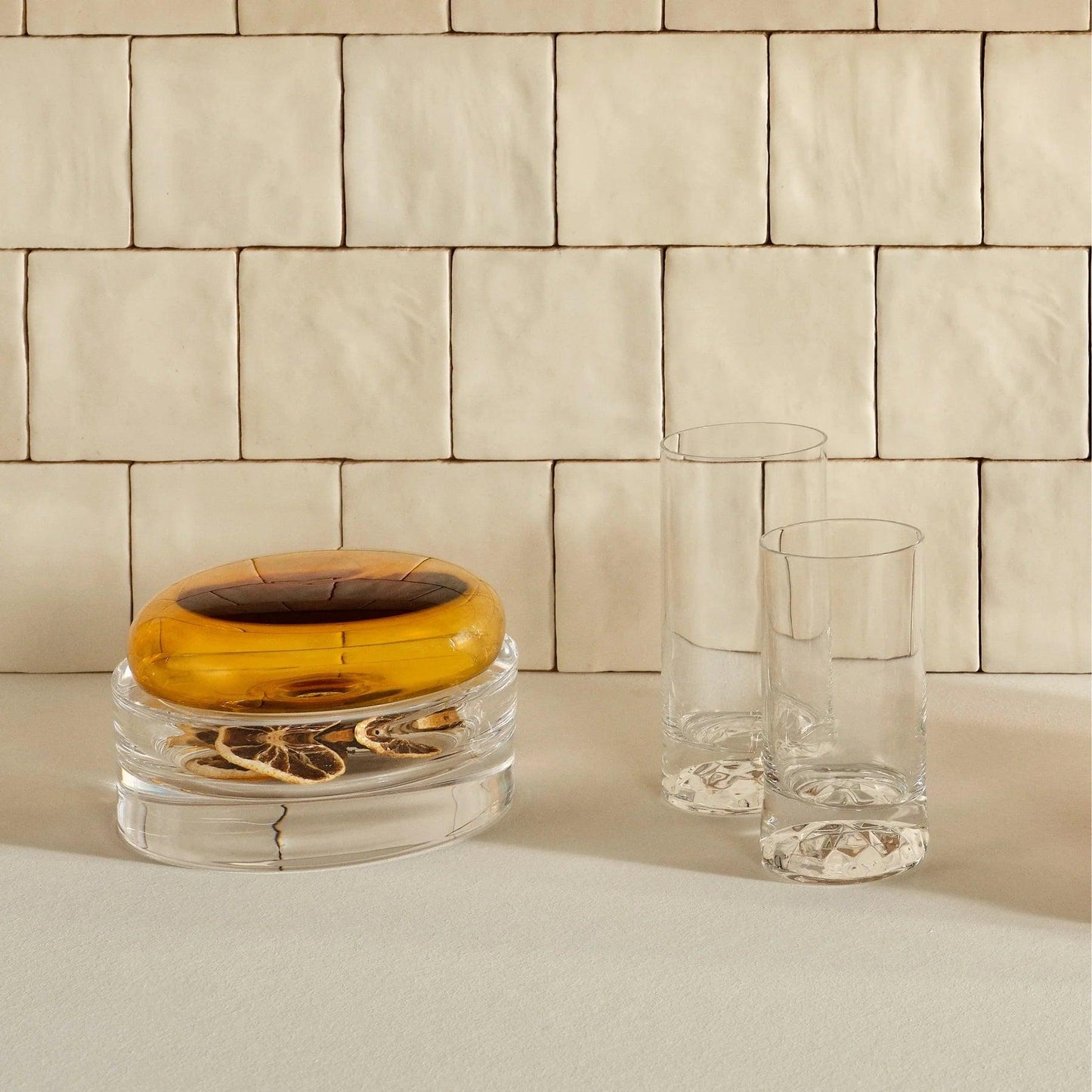 Club Set of 6 High Ball Glasses Medium with Ripple Effect