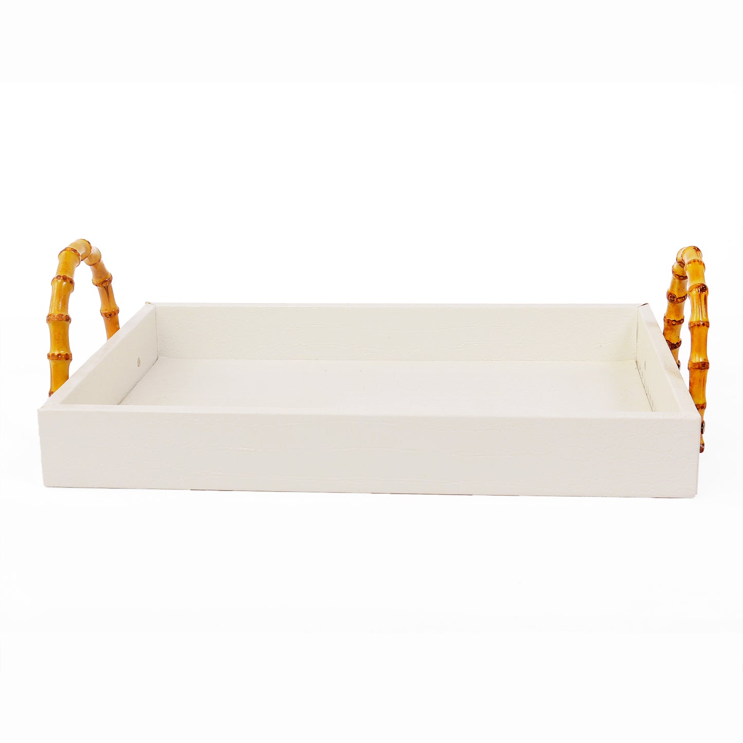Youlike Gift Set of 3 Vegan Crocodile Leather Decorative Trays with Bamboo Handles