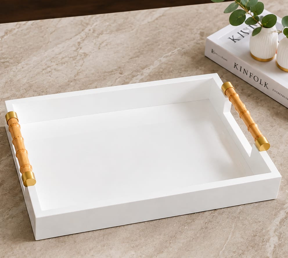 Lacquered Tray with Bamboo Handles