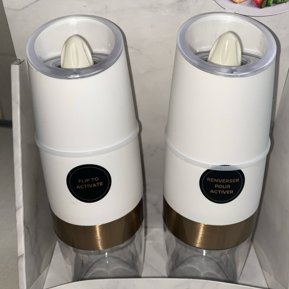 Bralo Automatic Electric Salt & Pepper Mills White LED Lights