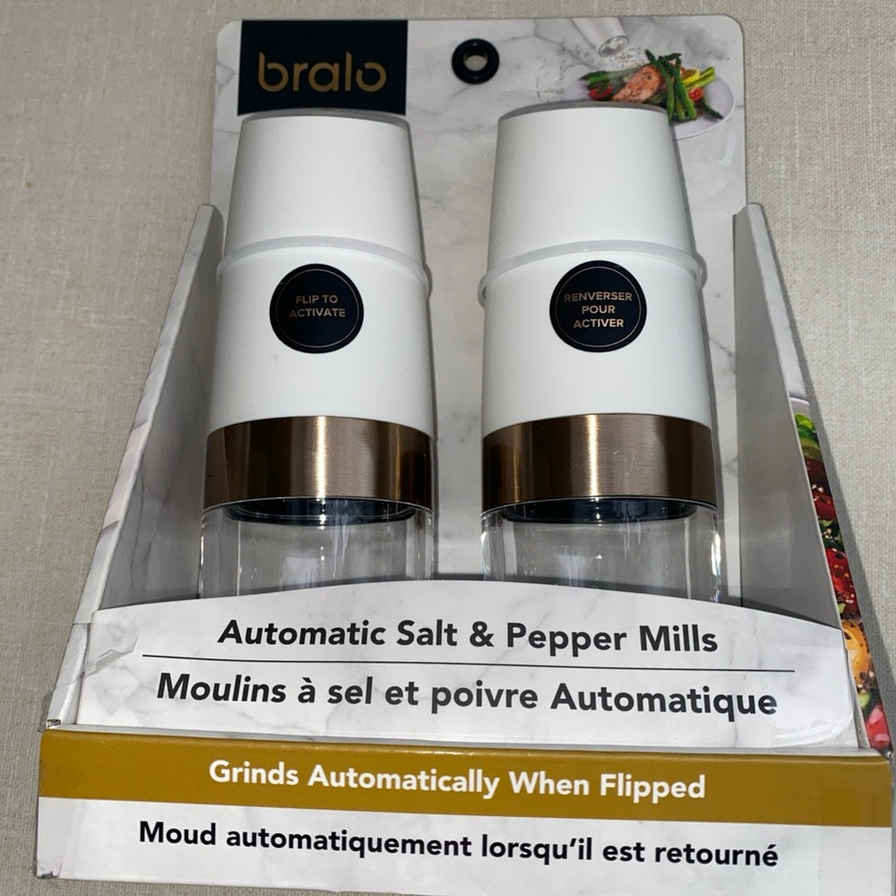 Bralo Automatic Electric Salt & Pepper Mills White LED Lights
