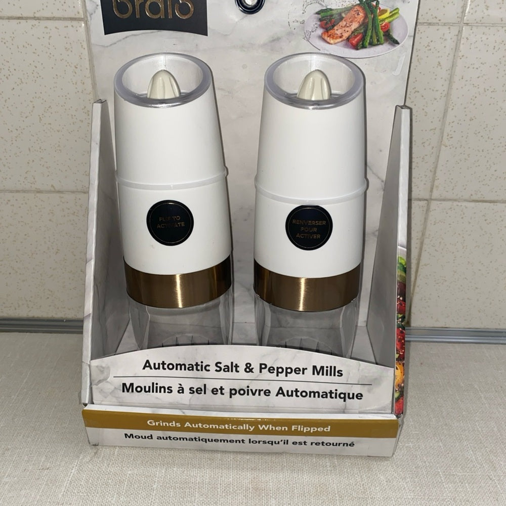 Bralo Automatic Electric Salt & Pepper Mills White LED Lights
