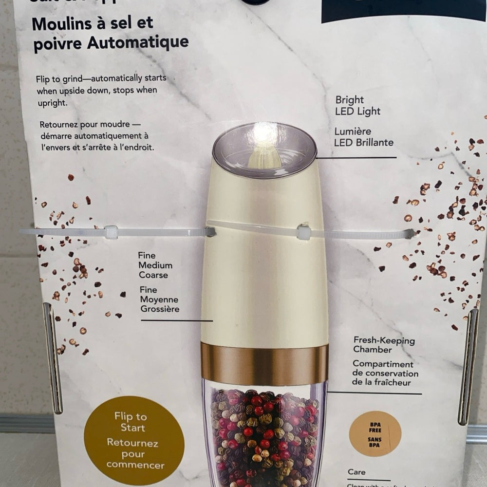Bralo Automatic Electric Salt & Pepper Mills White LED Lights