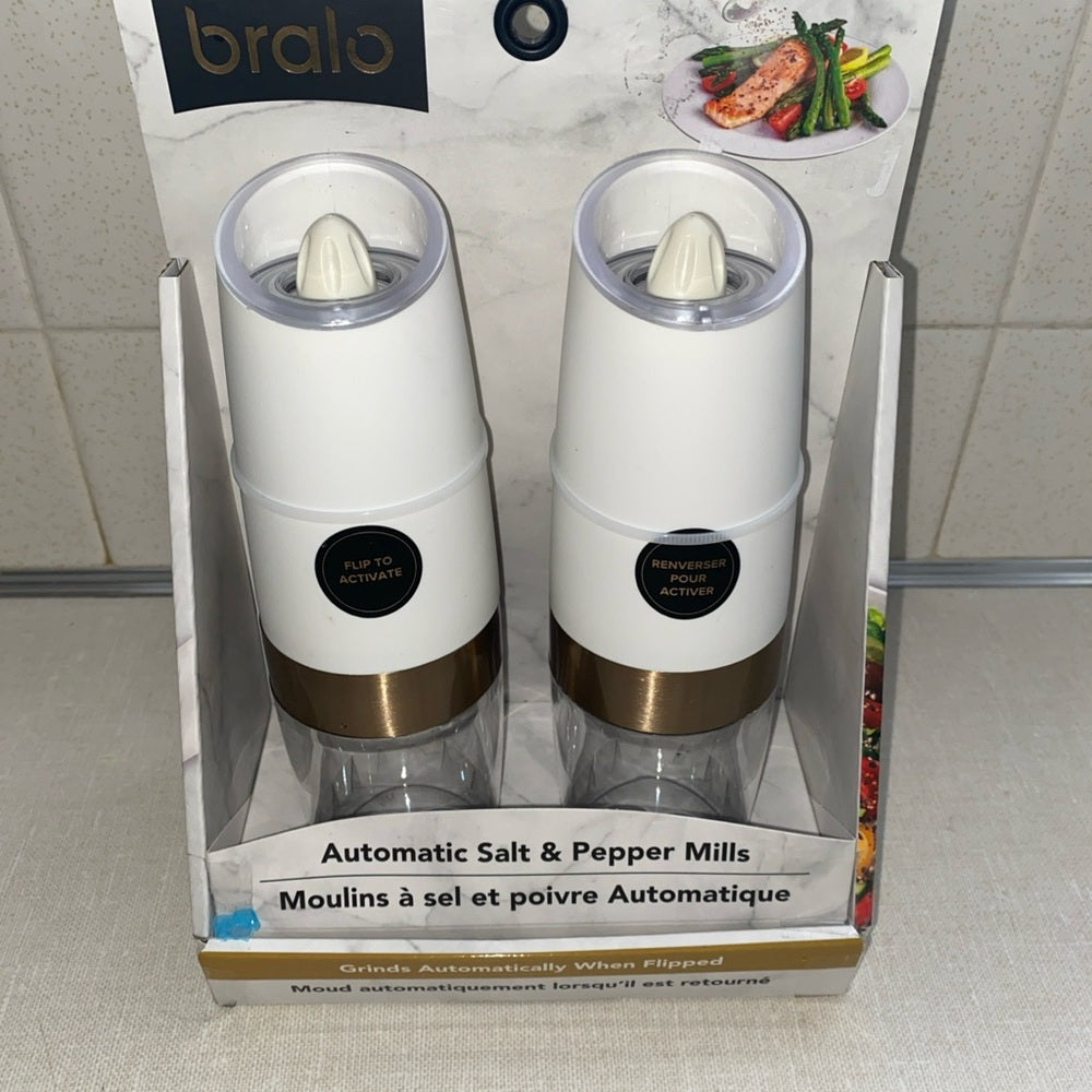 Bralo Automatic Electric Salt & Pepper Mills White LED Lights