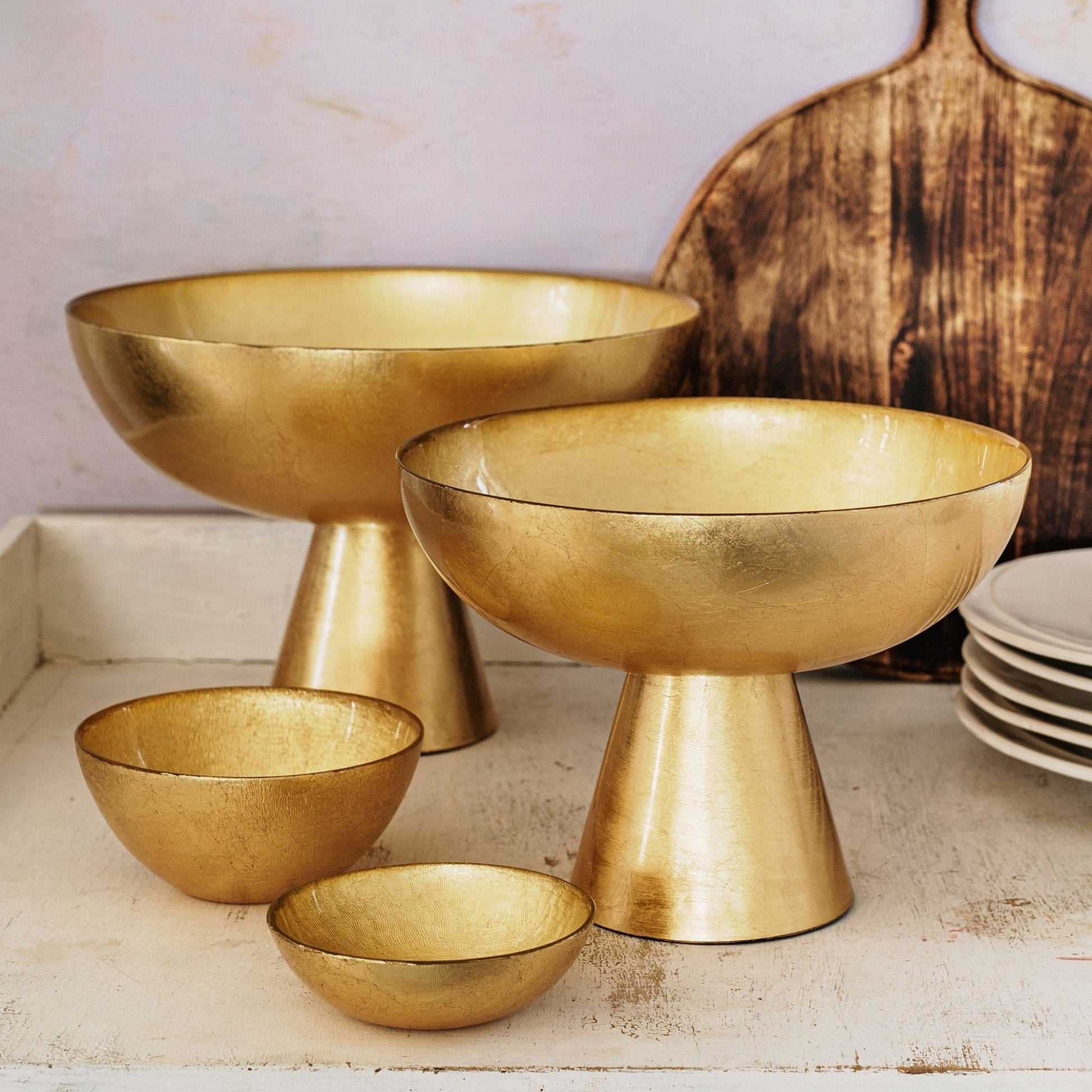 VIETRI Moon Glass Small Pedestal Bowl