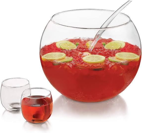 Libbey Selene Punch Bowl Set with 8 Punch Glasses, Punch Bowl and Ladle